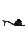 Prada Logo High-heeled Slippers In Black