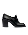 Prada Block-heel Brushed-leather Loafers In Black