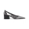 Prada Pointed Toe Block Heel Cut-out Pumps In Gray