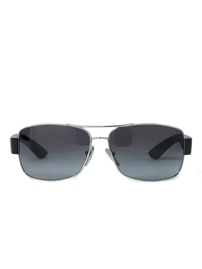 Prada Logo Hinges Square Sunglasses In Silver