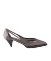 Prada Logo Hollowed Out High Heels In Gray
