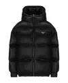 Prada Logo Hooded Cotton-padded Jacket In Black