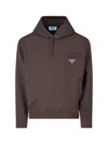 Prada Women Logo Hoodie In Brown