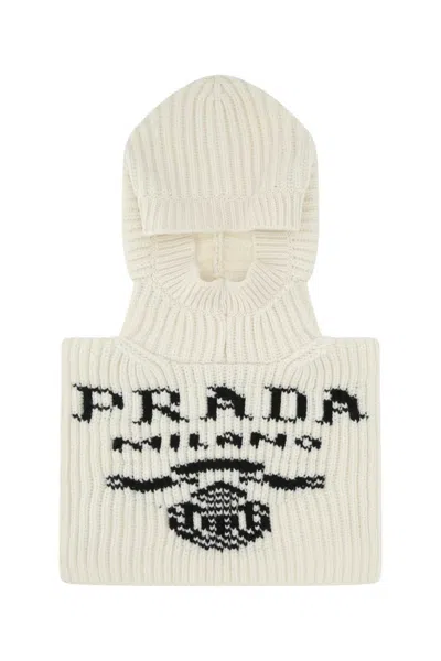 PRADA PRADA LOGO INTARSIA KNIT BALACLAVA