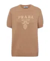 Prada Logo-intarsia Cashmere-blend Jumper In Nude