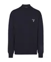 Prada Glitter Logo Intarsia Jumper In Blue