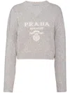 Prada Logo Wool And Cashmere Sweater In Grey