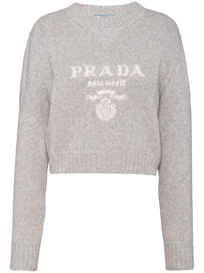 PRADA LOGO-INTARSIA CASHMERE JUMPER