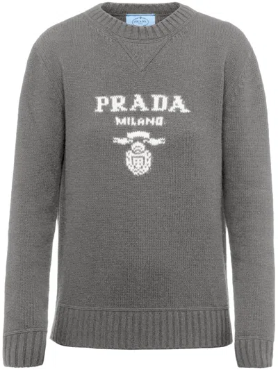 PRADA LOGO-INTARSIA CASHMERE JUMPER