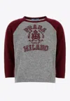 Prada Logo Intarsia Cashmere Sweater In Gray