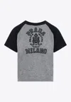 Prada Logo Intarsia Knit Top In Gray