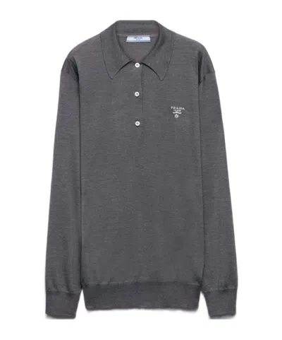 PRADA LONG-SLEEVED SILK POLO SHIRT