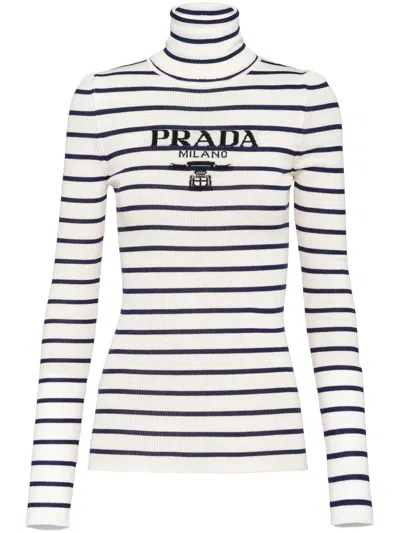 PRADA LOGO-INTARSIA STRIPED JUMPER