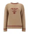 Prada Wool And Cashmere Crew-neck Sweater In Brown