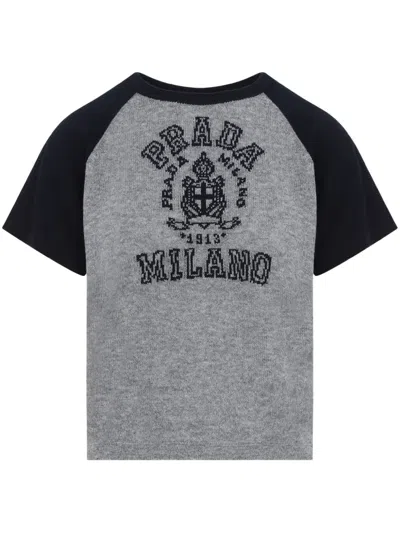 PRADA LOGO-INTARSIA T-SHIRT