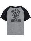 Prada Logo Intarsia Knit Top In Grigio+blu