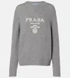 Prada Logo Intarsia Wool And Cashmere Sweater In Gray