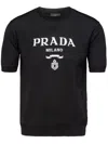 Prada Men's Wool Embroidered Logo Jersey In 黑色