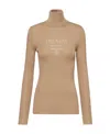 Prada Logo-intarsia Wool Rollneck Jumper In Brown