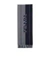 Prada Mens Grey Small Logo-jacquard Wool Scarf In Black