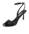 Prada Triangle Logo-plaque Open-toe Sandals In Black