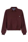 Prada Grape Poplin Jacket In Burgundy
