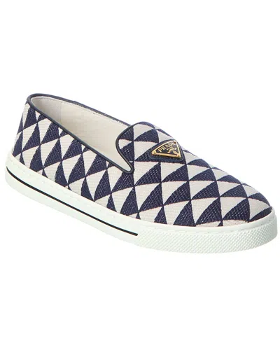 Prada Logo Jacquard & Leather Slip-on Sneaker In Multi