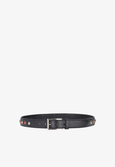 Prada Logo Jacquard Buckle Belt In Black