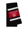 Prada Logo Jacquard Cashmere Scarf In Black