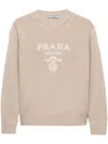 Prada Womens Neutral Logo-intarsia Cashmere And Wool-blend Sweater In Neutrals