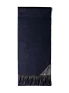 Prada Logo-jacquard Fringe-edges Scarf In Blue