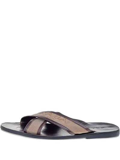 Pre-owned Prada Logo-jacquard Sandals In Brown