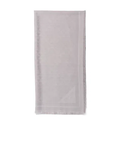 Prada Silk And Wool Jacquard Scarf In Cloudy Gray