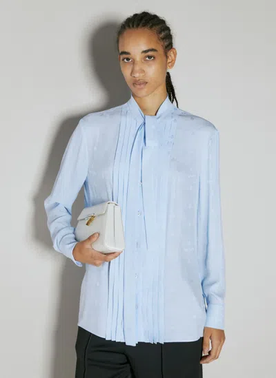 Prada Logo Jacquard Silk Shirt In Blue