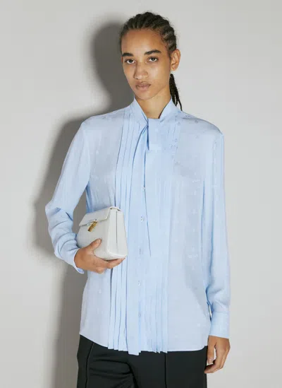 Prada Jacquard Crepe De Chine Blouse In Blue