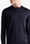 Prada Knit Crew Neck Sweater In Midnight Blue