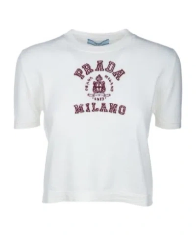 PRADA PRADA LOGO-INTARSIA KNITTED TOP