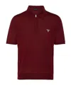 Prada Ribbed Knit Polo Shirt With Cuffs And Hem In Wine Red