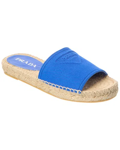 Prada Logo Jute Slide In Blue