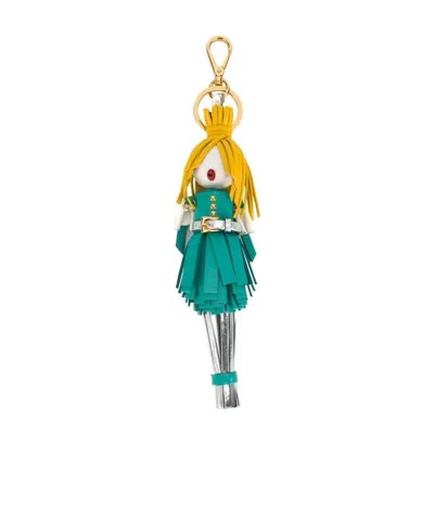 Prada Logo Key Chain In Green
