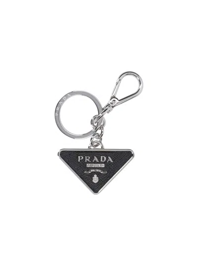 Prada Logo Keychain In Black