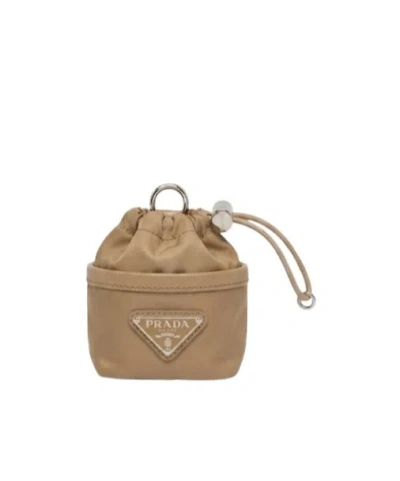 Prada Logo Keychain In Brown