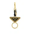 Prada Logo Keychain In Gold