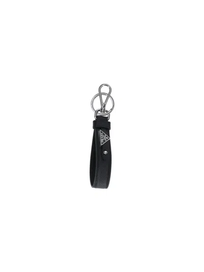 Prada Logo Keyring In Black  