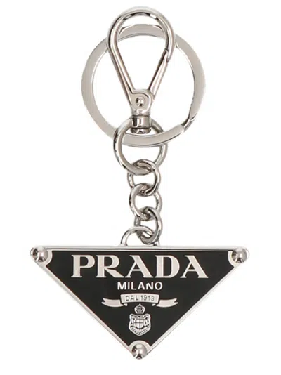 Prada Logo Keyring In Black