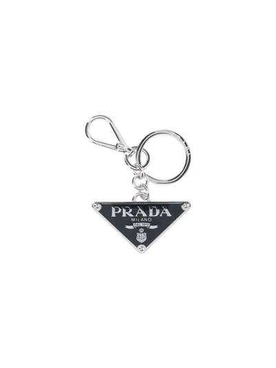 Prada Logo Keyring In Black  