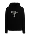 Prada Logo Knitted Hoodie In Black