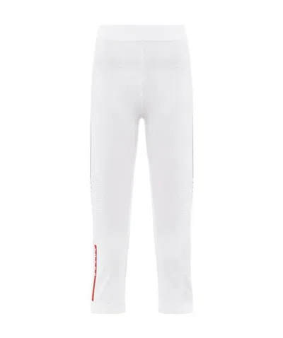 Prada Soft Rec Polyester Leggings In White/black