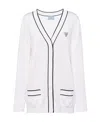 Prada Logo-knitted V-neck Cardigan In White