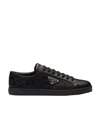 Prada Triangle-logo Lace-up Sneakers In Black
